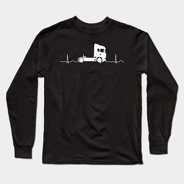 Cool Trucker Heartbeat Long Sleeve T-Shirt by nadinecarolin71415